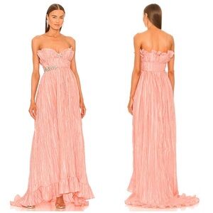 $895 NWT LoveShackFancy Katrina Sunrise Sorbet Ruffle Pleated Maxi Dress size 4